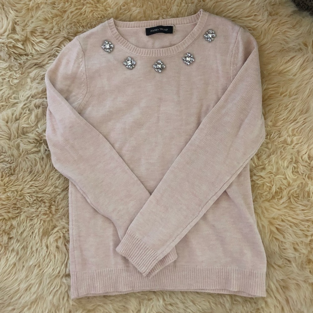 Blush pink sweater with jeweled details!